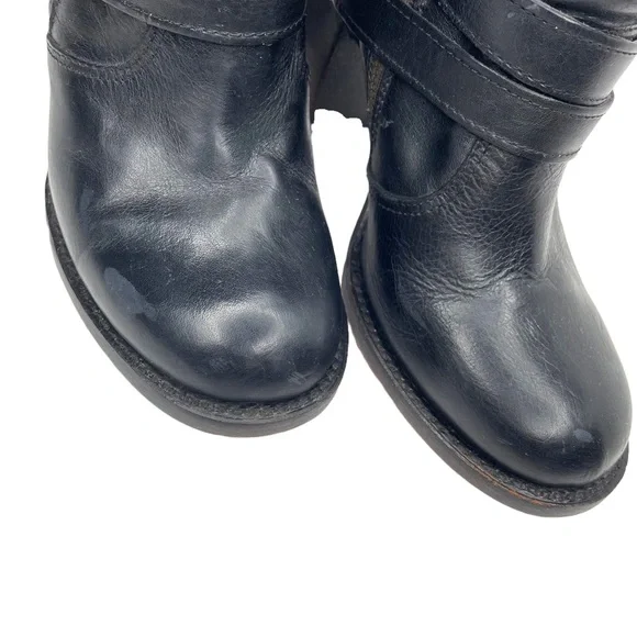 Free Bird by Steven Black Leather Bama Ankle Bootie Heels Boots Buckle Zippers 8 - Picture 9 of 12